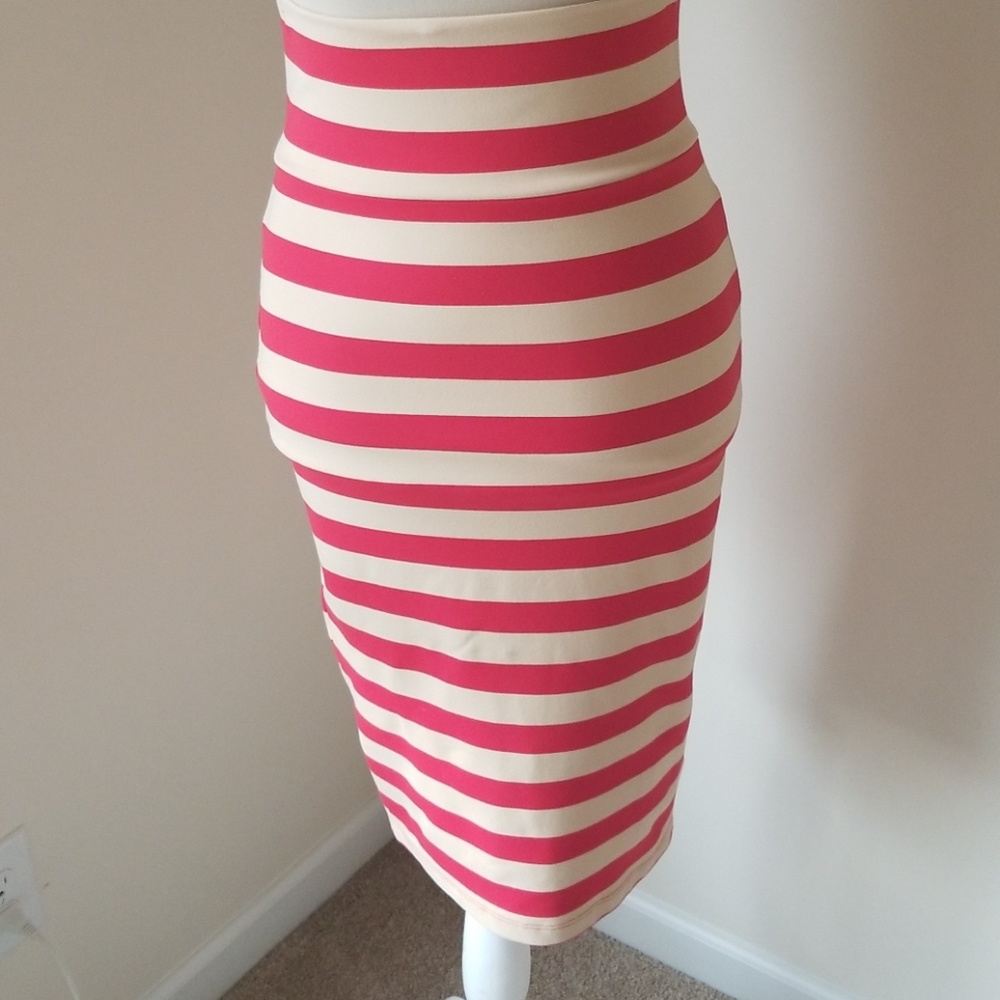 High Waisted striped midi Skirt